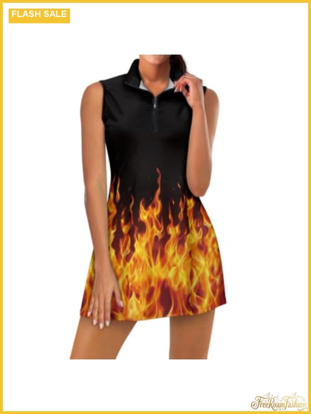 Women's Zip Up Tennis Golf Dress with Shorts and Pockets Athletic Sleeveless
